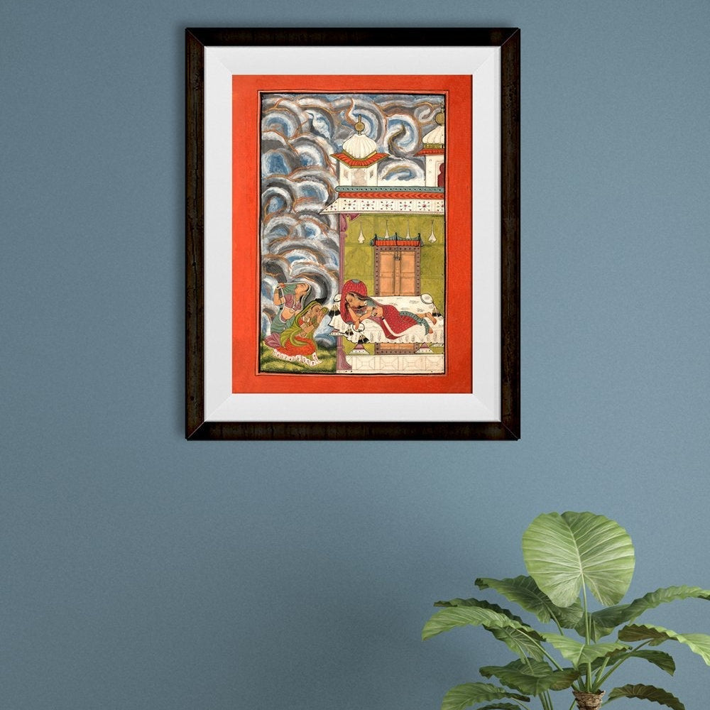 Andhrayaki-Ragini--Folio-from-a-ragamala-series Painting-Meri Deewar 3 : 4 Vertical Premium Wall Art Canvas by MeriDeewar