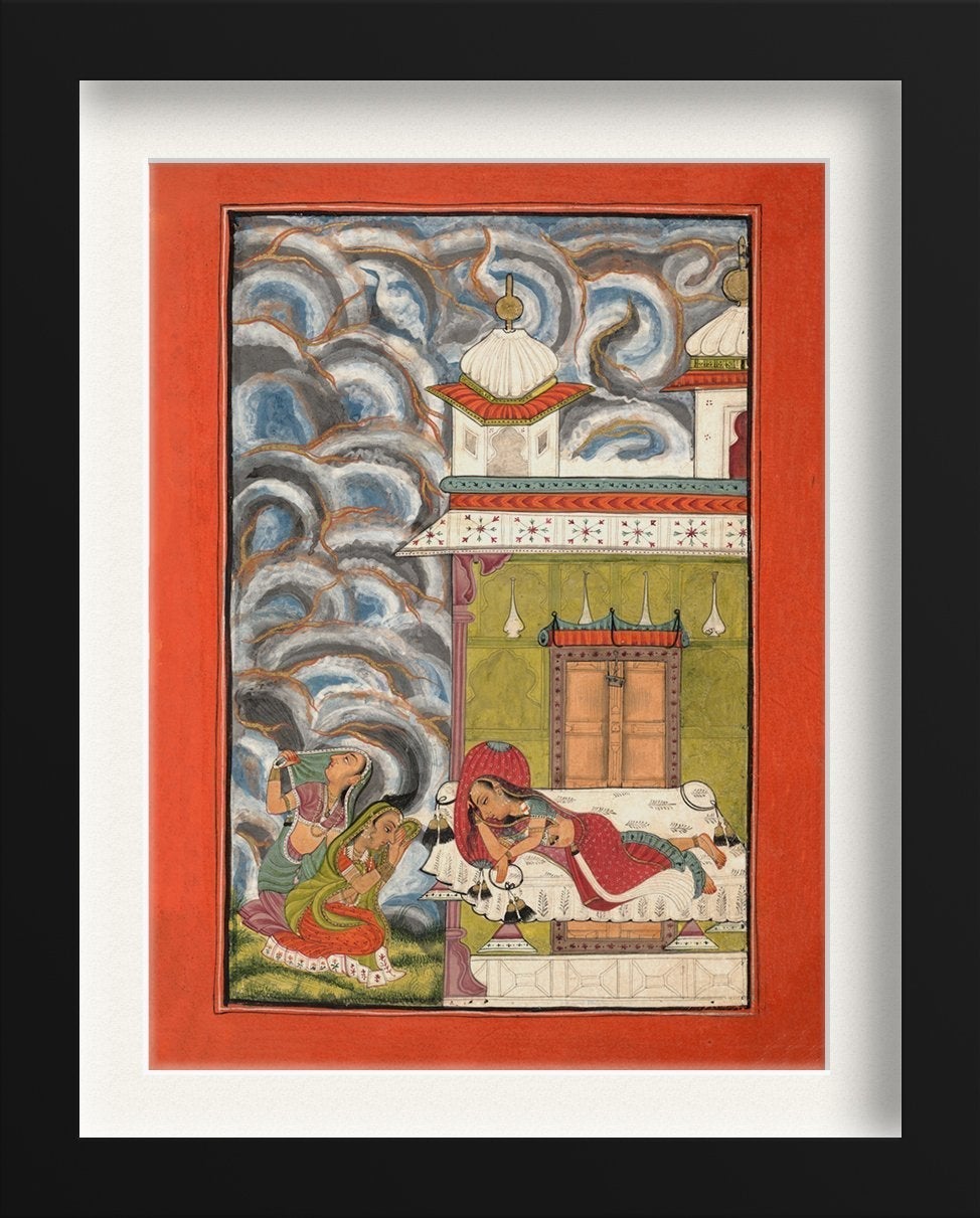 Andhrayaki-Ragini--Folio-from-a-ragamala-series Painting-Meri Deewar 3 : 4 Vertical Premium Wall Art Canvas by MeriDeewar