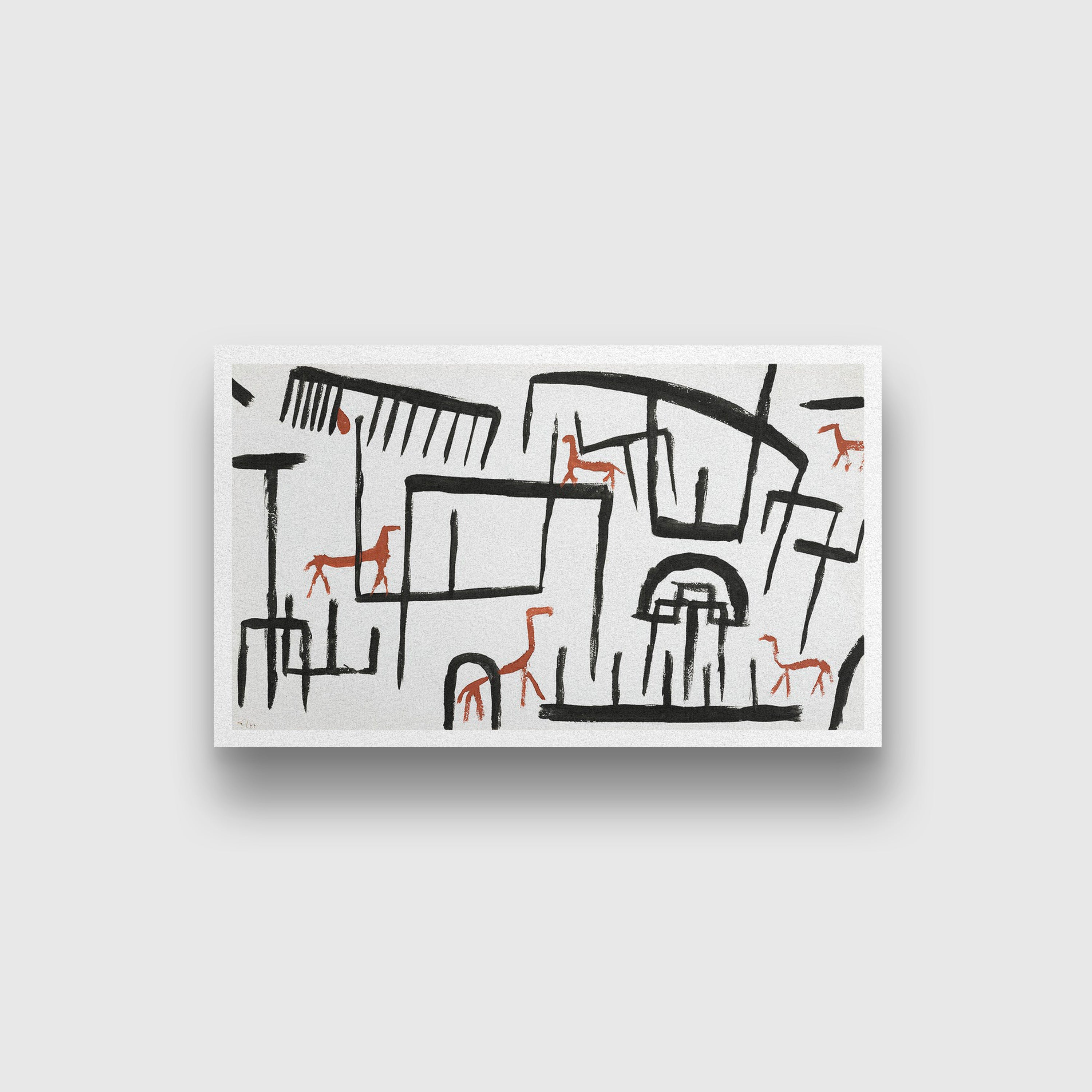 Animals in an Enclosure painting - Meri Deewar 2 : 1 Horizontal Premium Wall Art Canvas by MeriDeewar