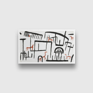 Animals in an Enclosure painting - Meri Deewar 2 : 1 Horizontal Premium Wall Art Canvas by MeriDeewar