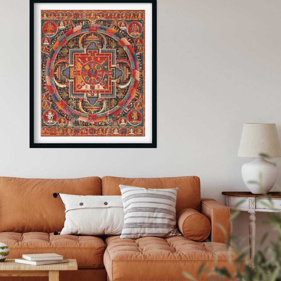 Antique Mandala of Nairatmya Buddha Painting 4 :5 Vertical Premium Wall Art Canvas by MeriDeewar
