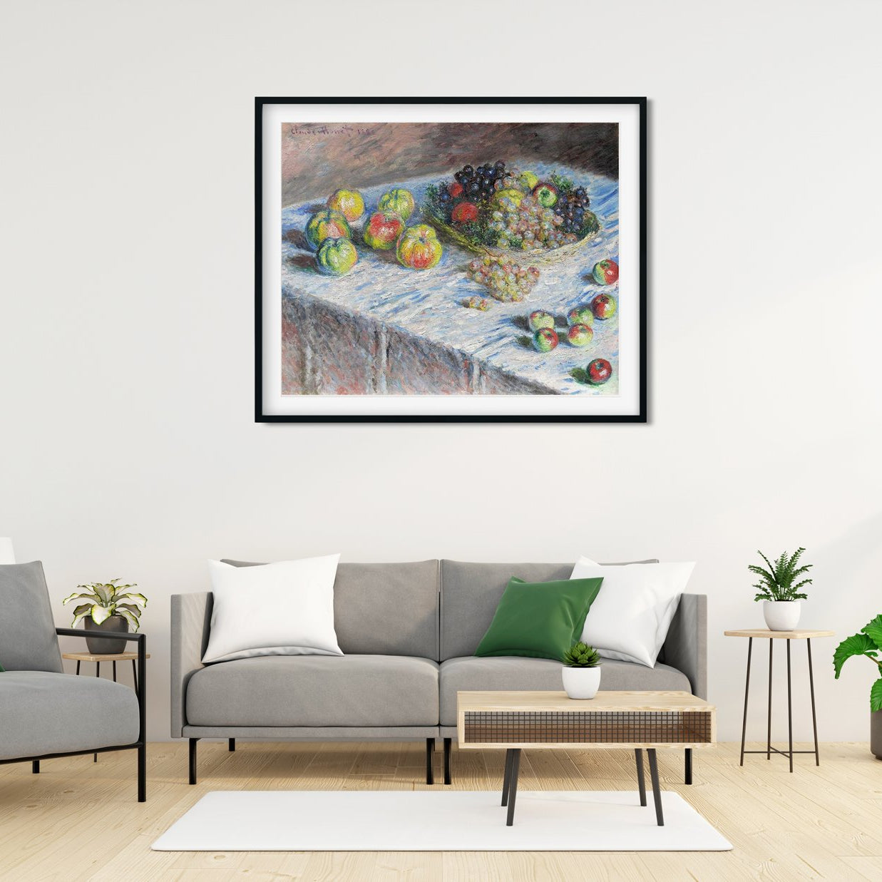 Apples and Grapes Painting by Claude Monet - Meri Deewar 5 : 4 Horizontal Premium Wall Art Canvas by MeriDeewar