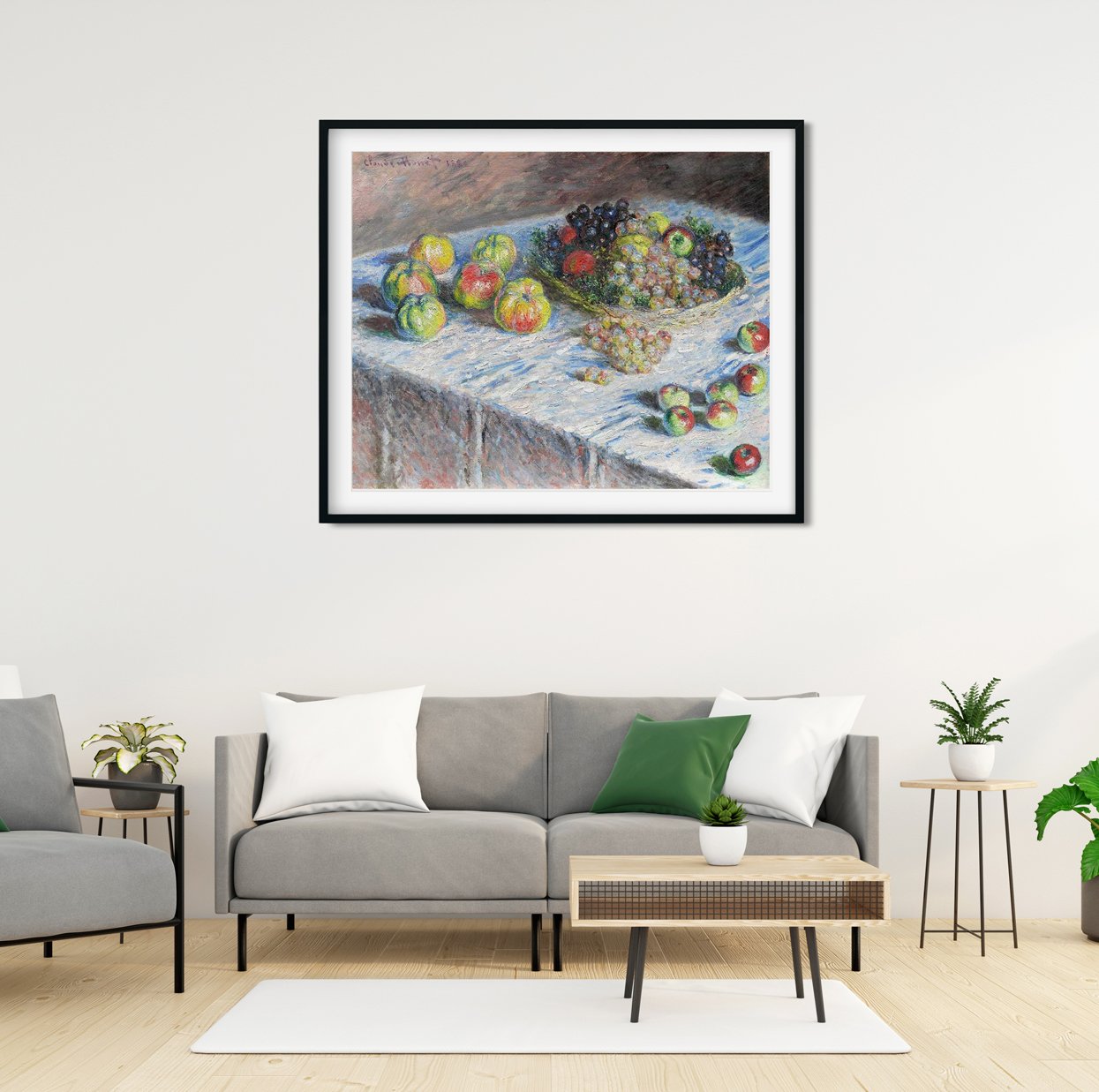 Apples and Grapes Painting by Claude Monet - Meri Deewar 5 : 4 Horizontal Premium Wall Art Canvas by MeriDeewar