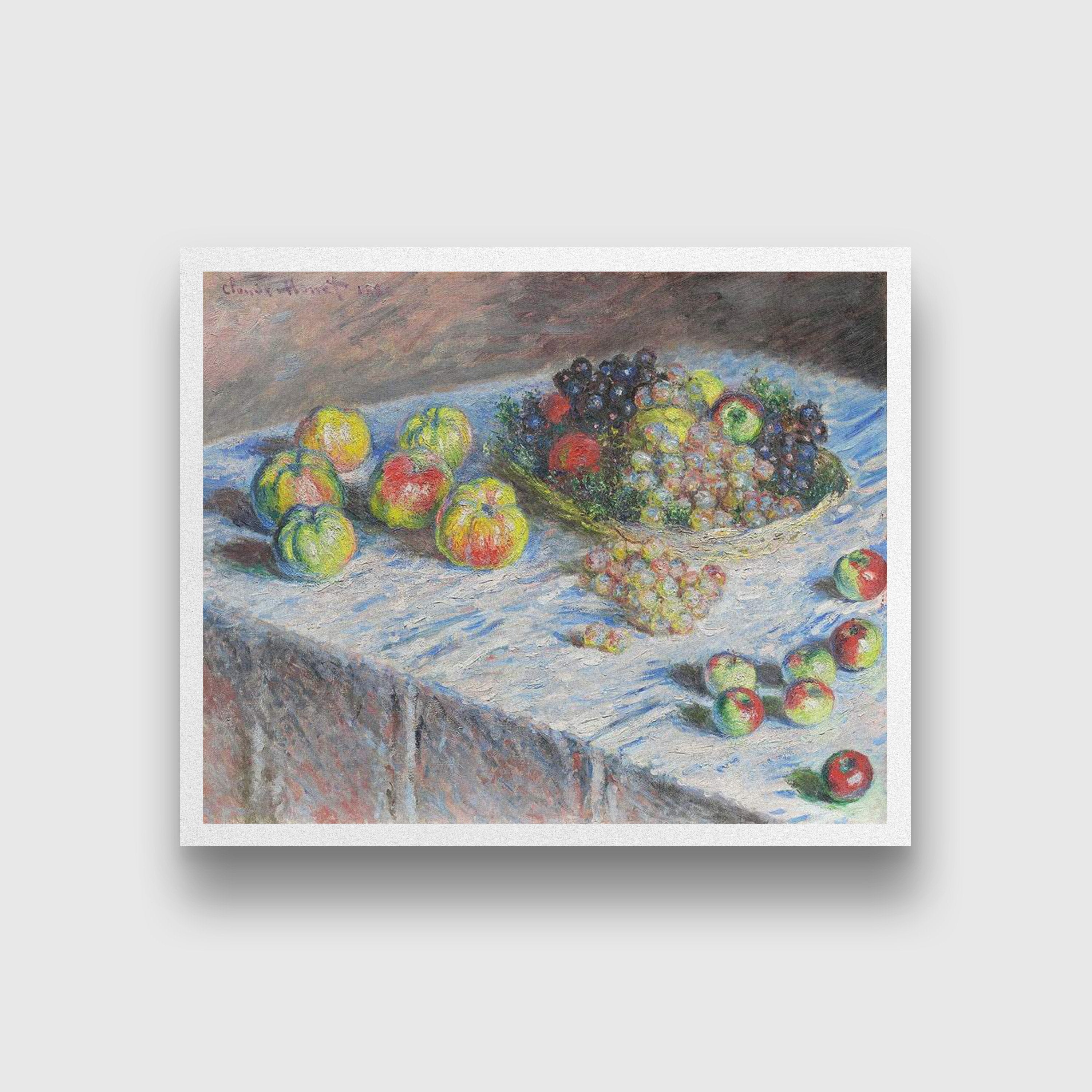 Apples and Grapes Painting by Claude Monet - Meri Deewar 5 : 4 Horizontal Premium Wall Art Canvas by MeriDeewar