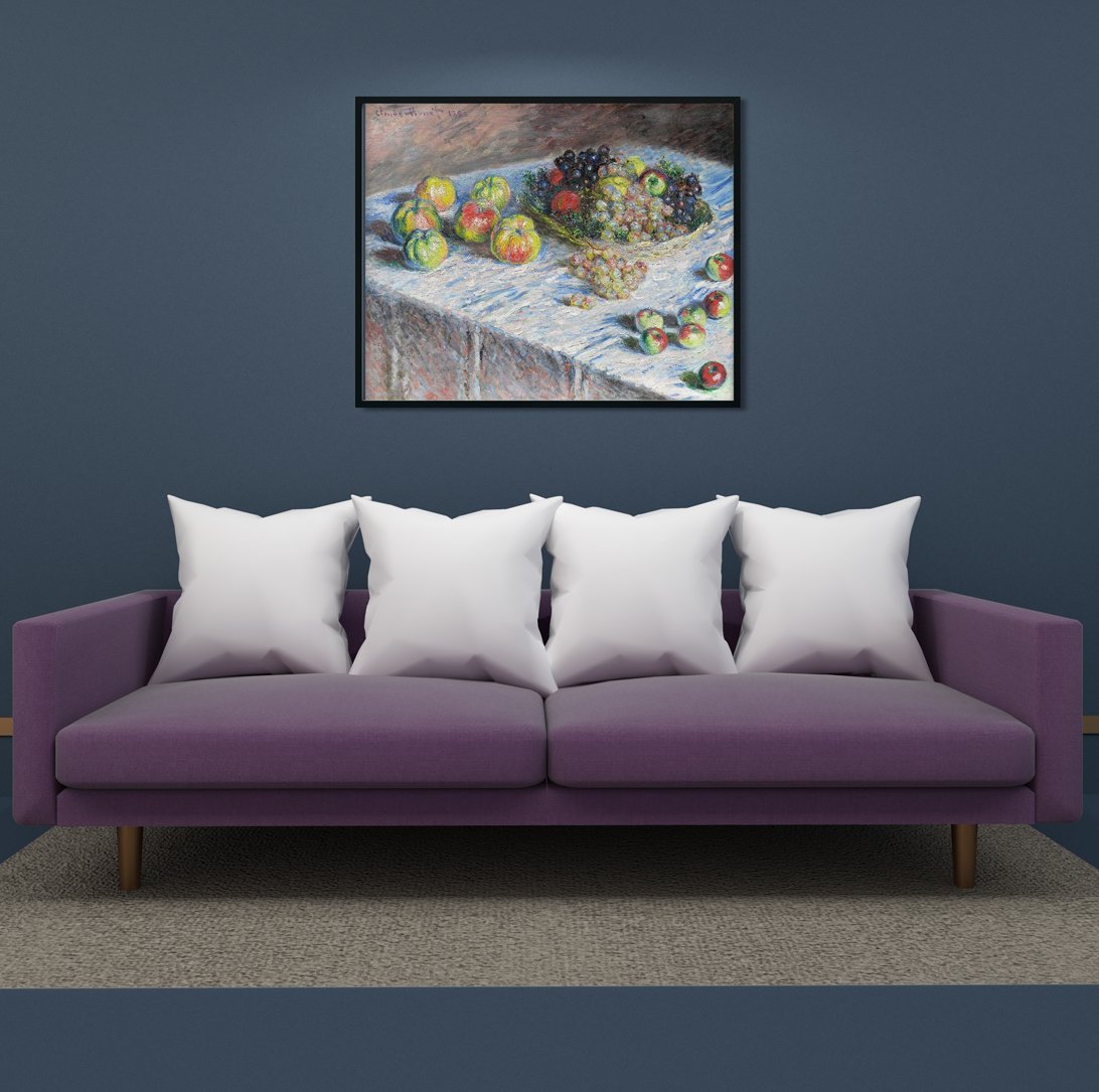 Apples and Grapes Painting by Claude Monet - Meri Deewar 5 : 4 Horizontal Premium Wall Art Canvas by MeriDeewar