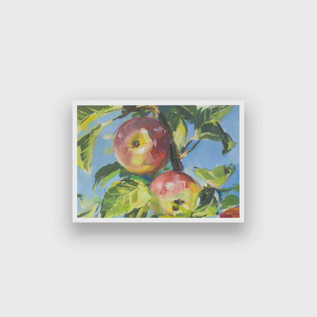 Apples Branch Gouache Painting 3 : 2 Horizontal Premium Wall Art Canvas by MeriDeewar