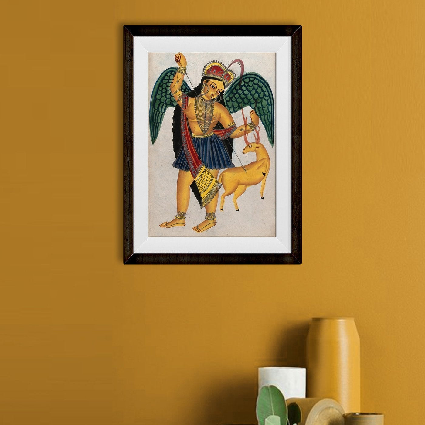 Apsara with pet deer Painting - Meri Deewar 2 : 3 Vertical Premium Wall Art Canvas by MeriDeewar