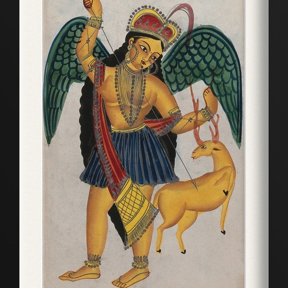 Apsara with pet deer Painting - Meri Deewar 2 : 3 Vertical Premium Wall Art Canvas by MeriDeewar