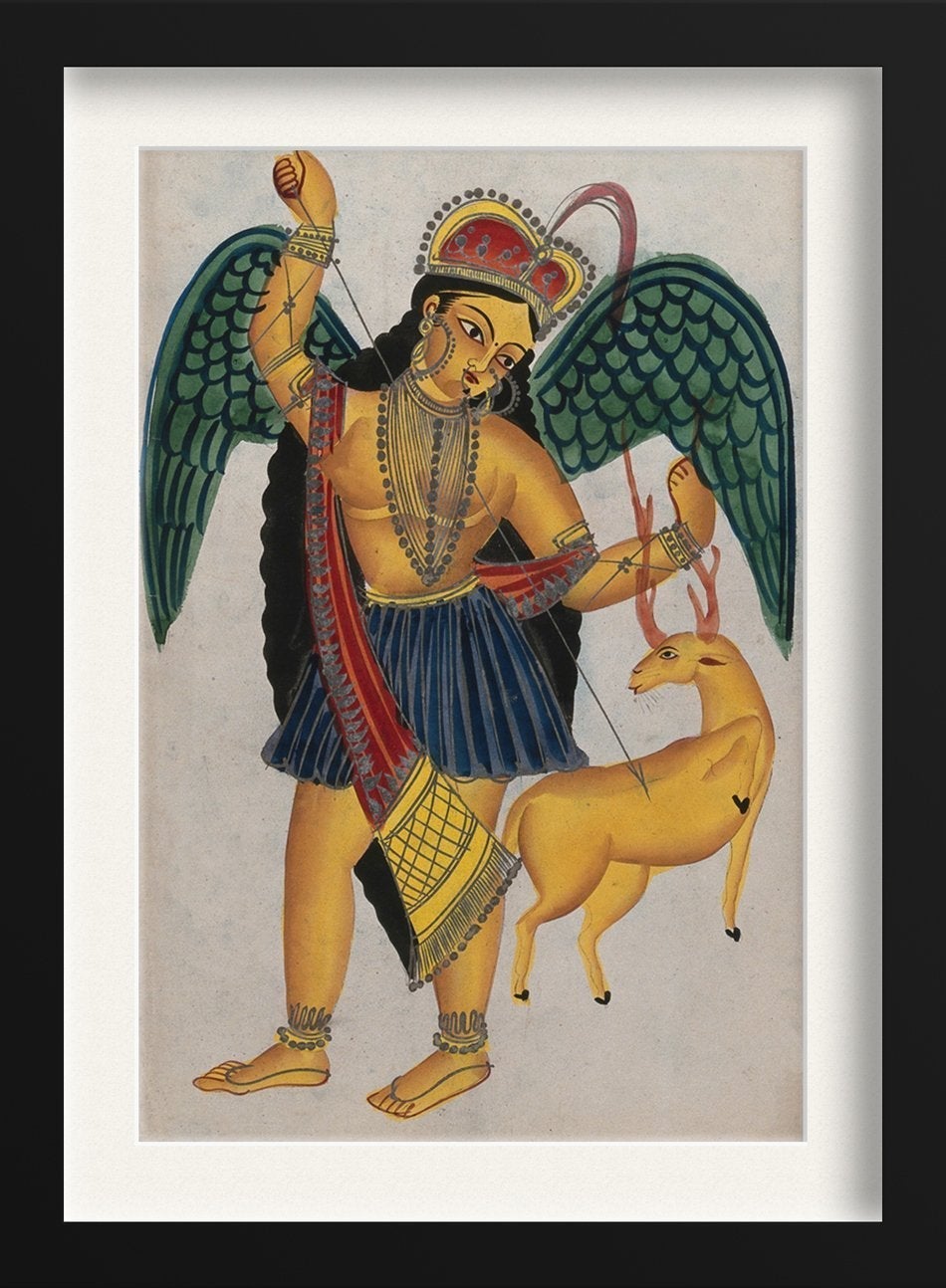 Apsara with pet deer Painting - Meri Deewar 2 : 3 Vertical Premium Wall Art Canvas by MeriDeewar