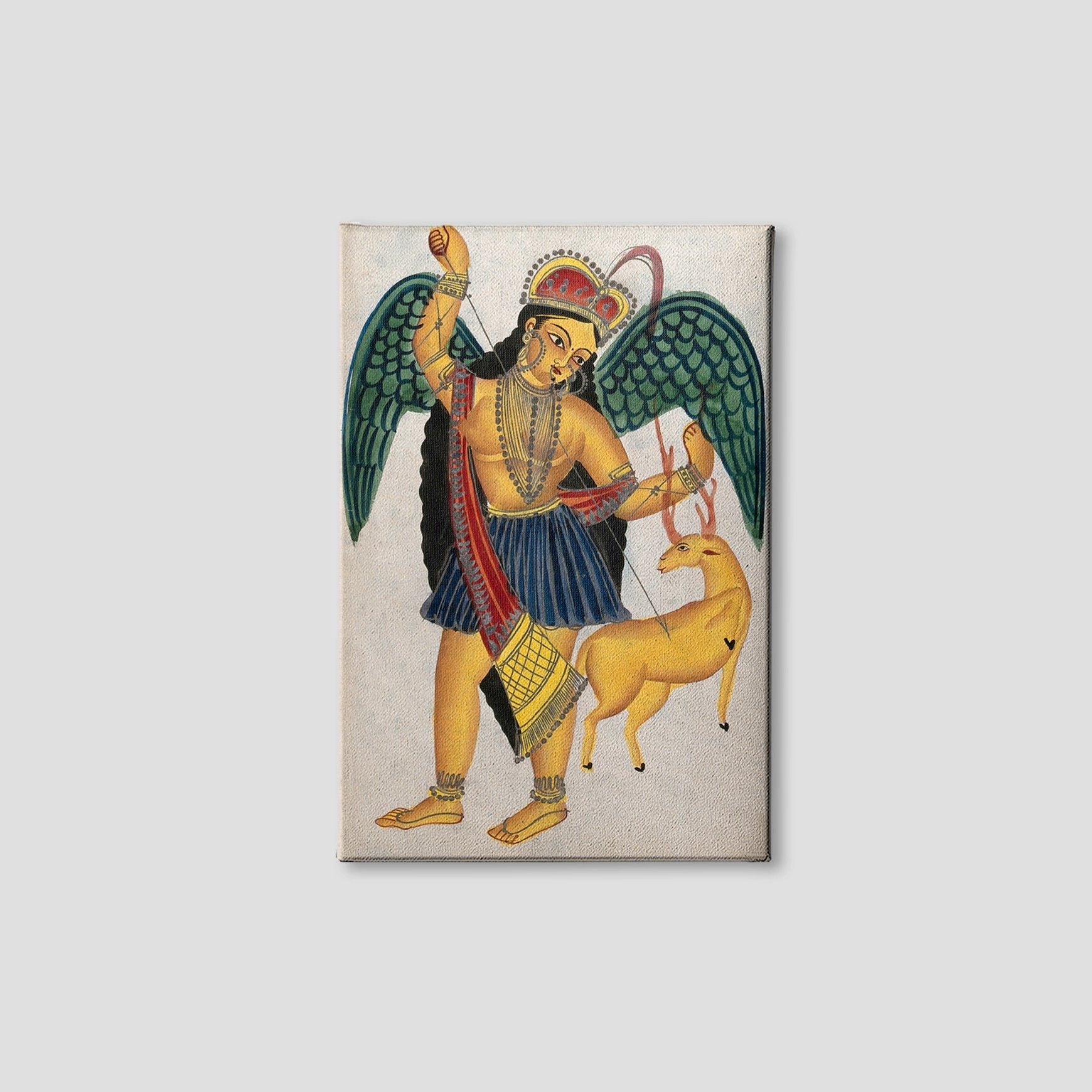 Apsara with pet deer Painting - Meri Deewar 2 : 3 Vertical Premium Wall Art Canvas by MeriDeewar