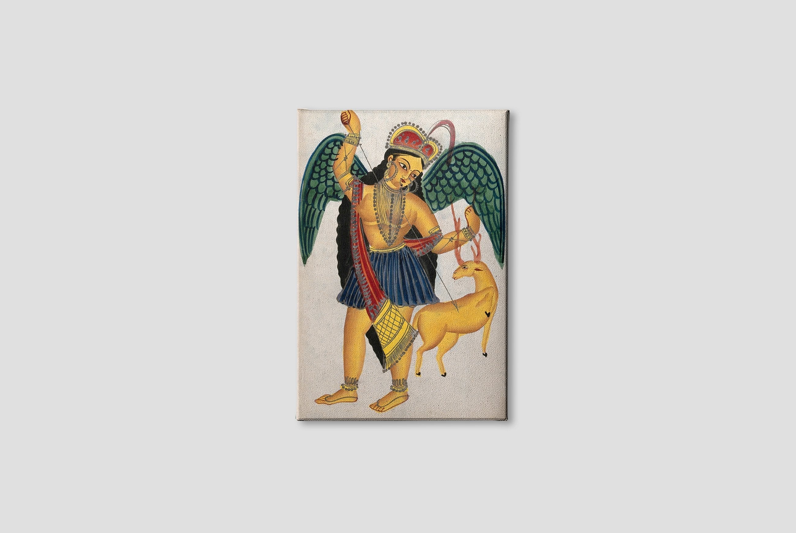 Apsara with pet deer Painting - Meri Deewar 2 : 3 Vertical Premium Wall Art Canvas by MeriDeewar