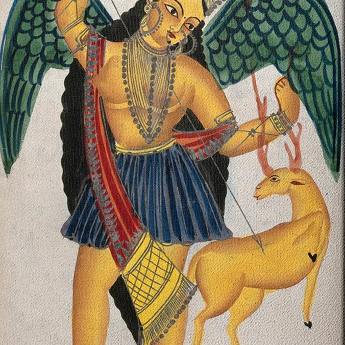 Apsara with pet deer Painting - Meri Deewar 2 : 3 Vertical Premium Wall Art Canvas by MeriDeewar