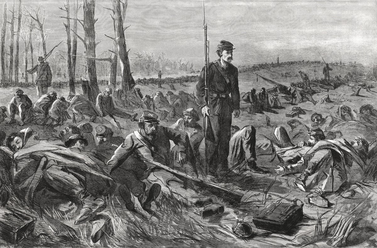 Army of the Potomac Sleeping on Their Arms painting - Meri Deewar 3 : 2 Horizontal Premium Wall Art Canvas by MeriDeewar