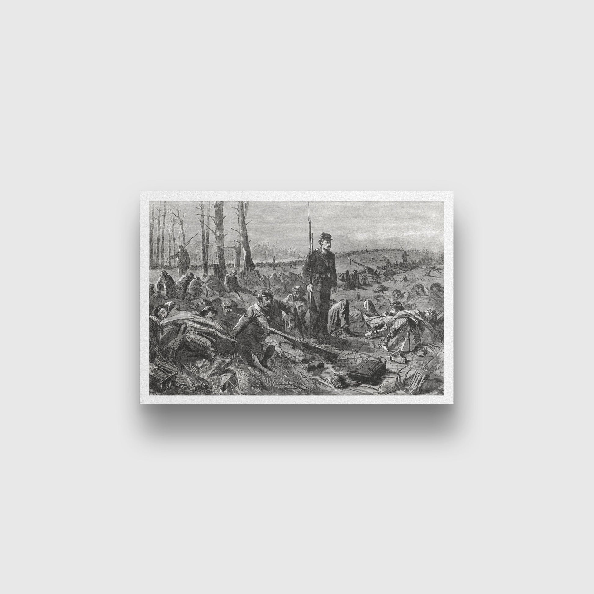 Army of the Potomac Sleeping on Their Arms painting - Meri Deewar 3 : 2 Horizontal Premium Wall Art Canvas by MeriDeewar