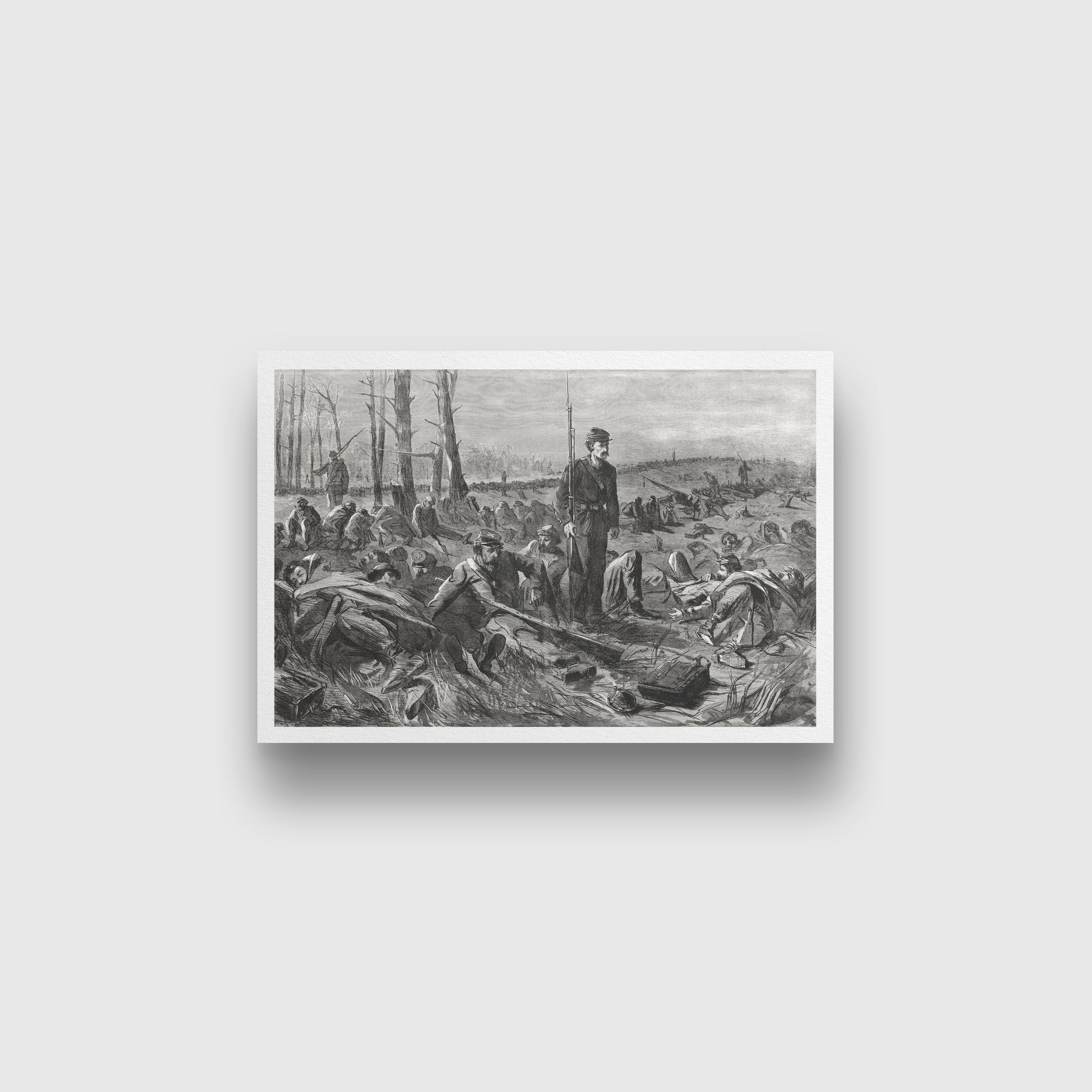 Army of the Potomac Sleeping on Their Arms painting - Meri Deewar 3 : 2 Horizontal Premium Wall Art Canvas by MeriDeewar