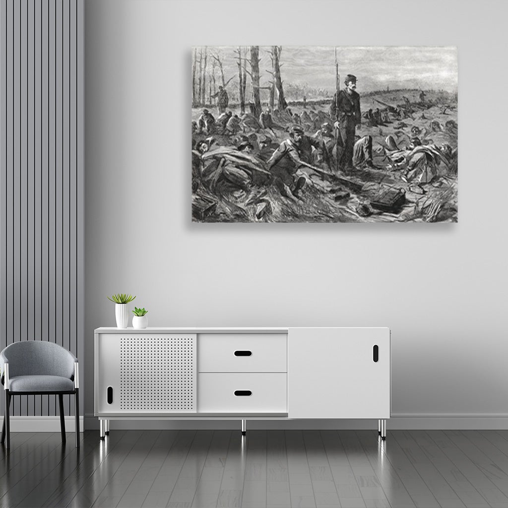 Army of the Potomac Sleeping on Their Arms painting - Meri Deewar 3 : 2 Horizontal Premium Wall Art Canvas by MeriDeewar