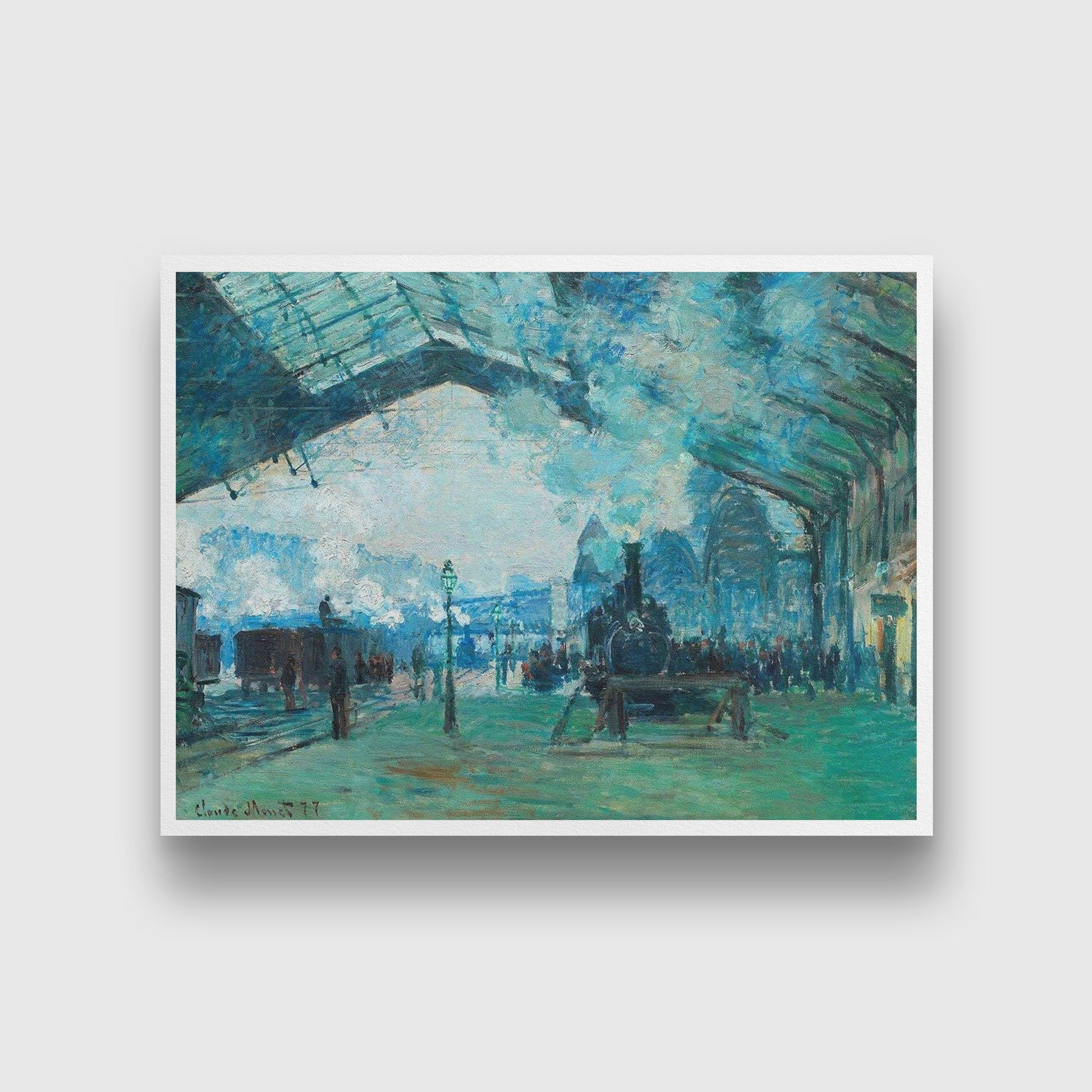 Arrival of the Normandy Train By Claude Monet Painting-Meri Deewar 4 : 3 Horizontal Premium Wall Art Canvas by MeriDeewar