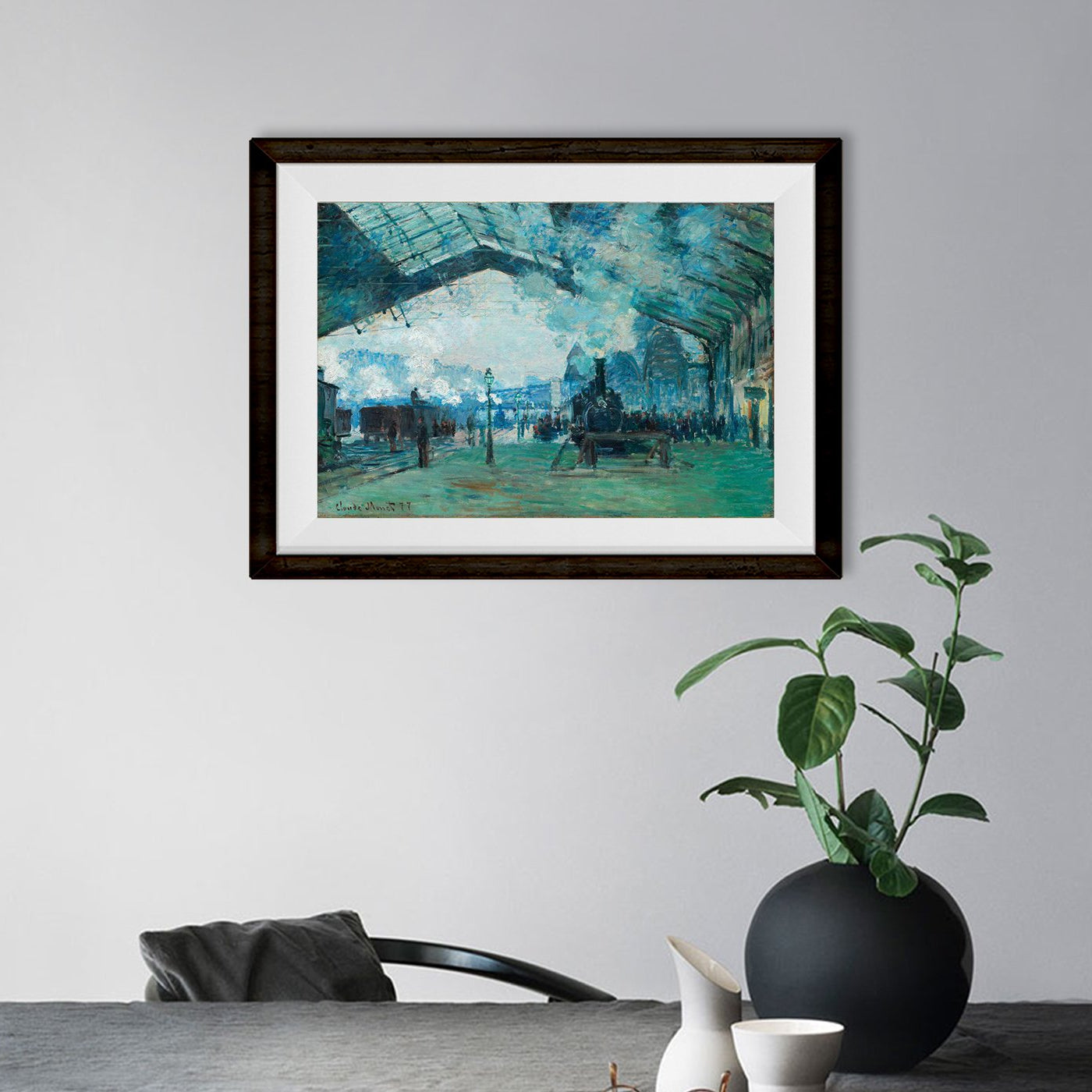 Arrival of the Normandy Train By Claude Monet Painting-Meri Deewar 4 : 3 Horizontal Premium Wall Art Canvas by MeriDeewar