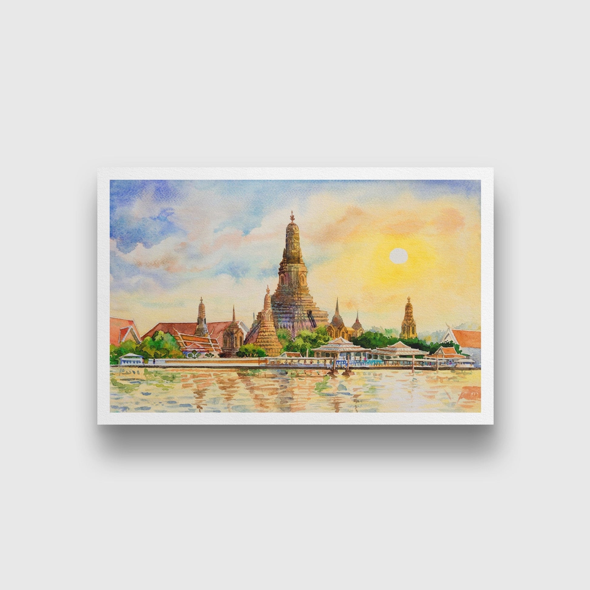 Arun Temple Thailand Painting-Meri Deewar 3 : 2 Horizontal Premium Wall Art Canvas by MeriDeewar