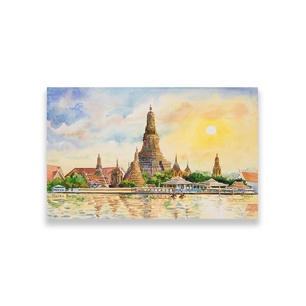 Arun Temple Thailand Painting-Meri Deewar 3 : 2 Horizontal Premium Wall Art Canvas by MeriDeewar