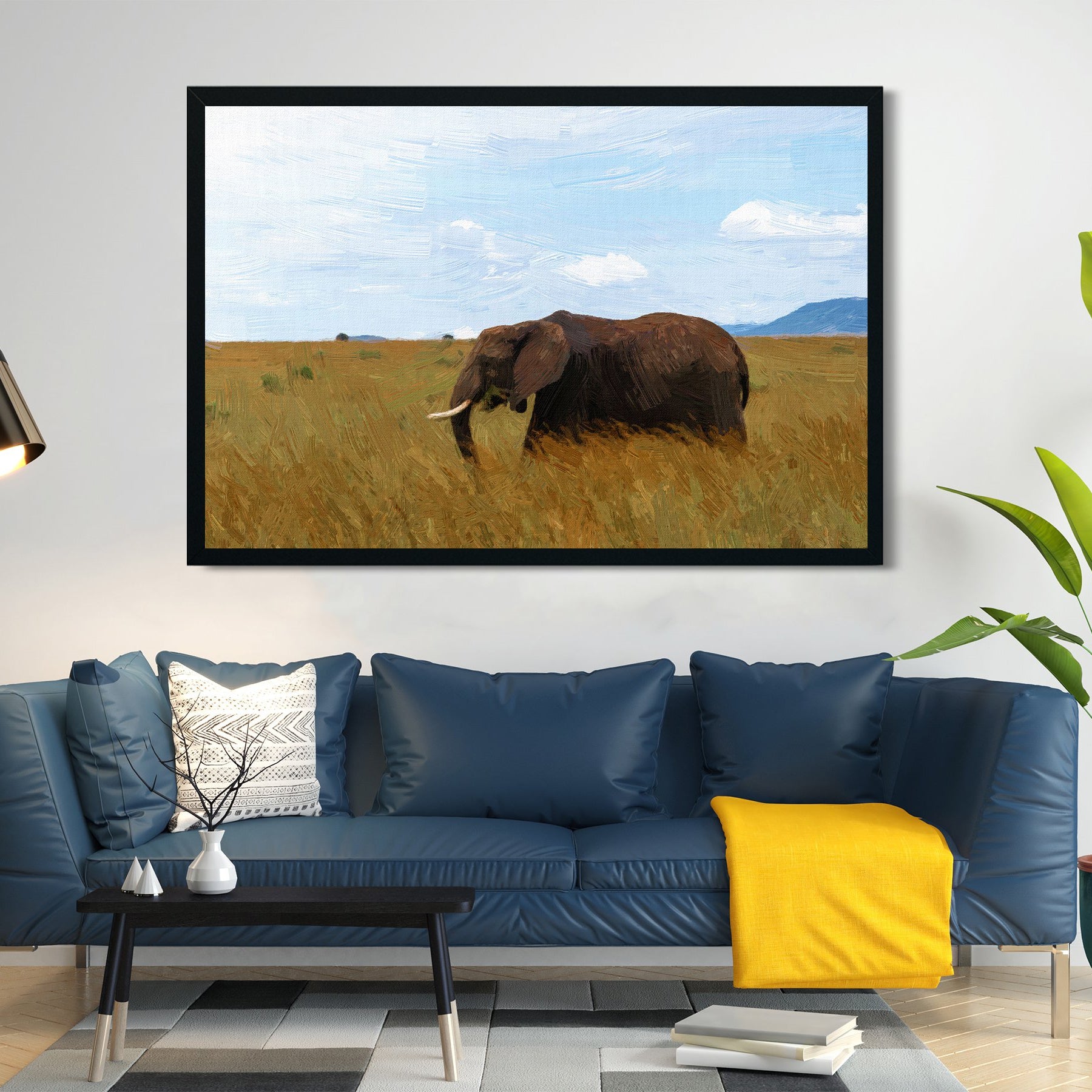 Asian Elephant in the jungle Painting - Meri Deewar 3 : 2 Horizontal Premium Wall Art Canvas by MeriDeewar