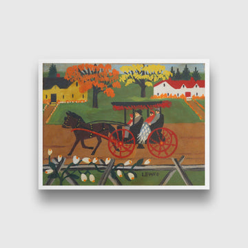 Autmun Carriage Ride Painting-Meri Deewar 4 : 3 Horizontal Premium Wall Art Canvas by MeriDeewar