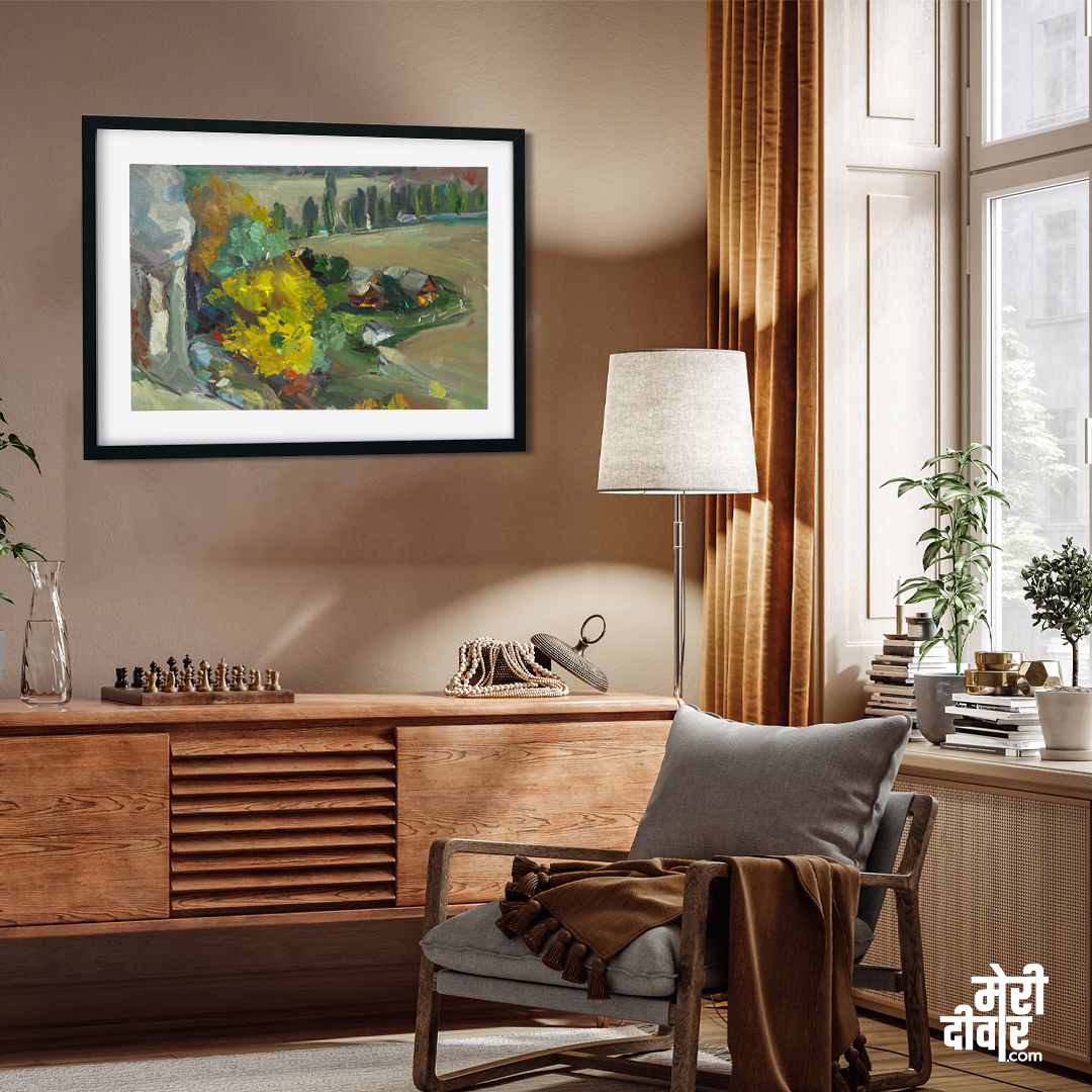 Autumn Rural House Painting 3 : 2 Horizontal Premium Wall Art Canvas by MeriDeewar