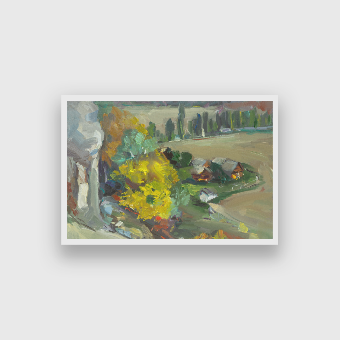 Autumn Rural House Painting 3 : 2 Horizontal Premium Wall Art Canvas by MeriDeewar