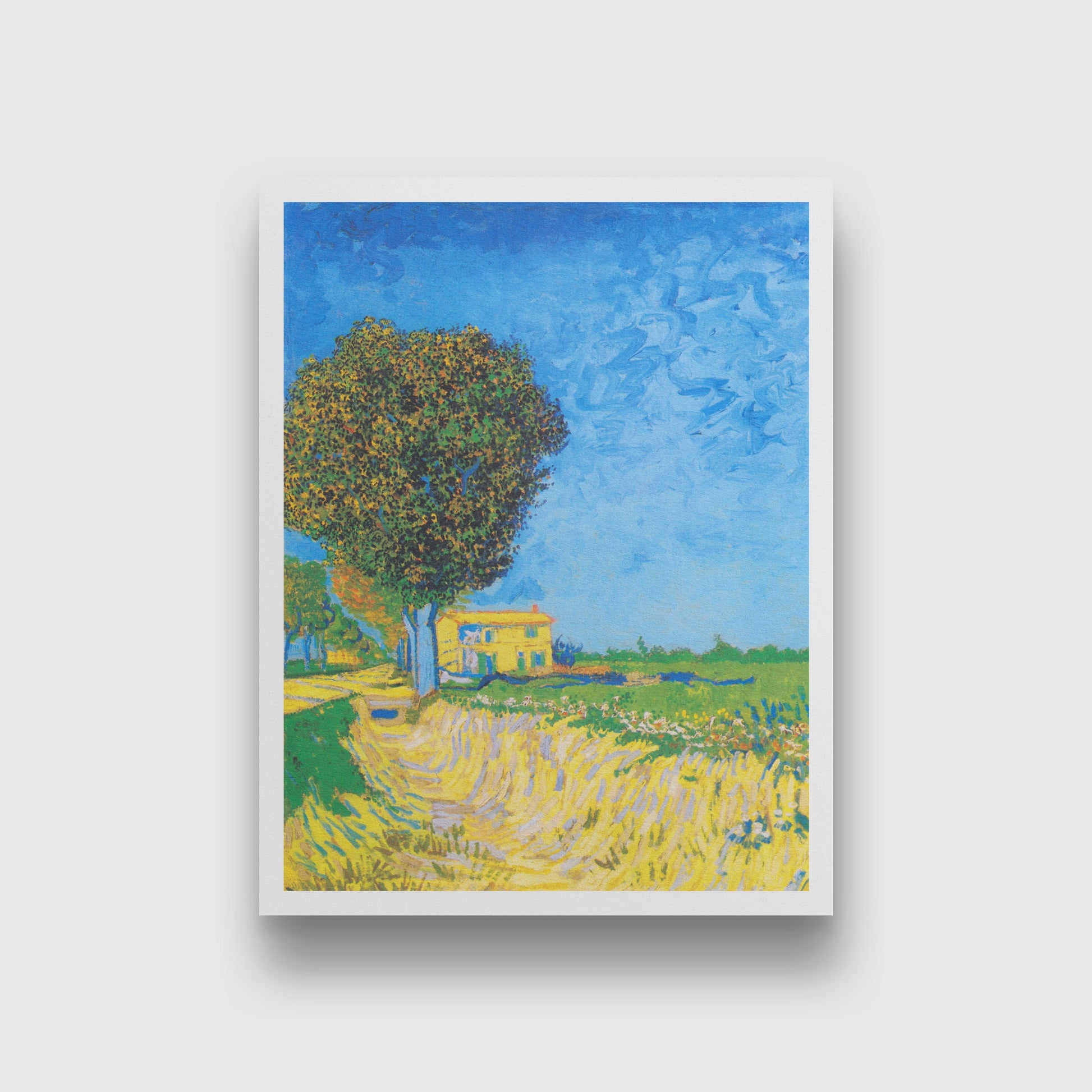 Avenue at Arles with houses (1888) famous landscape painting 3 : 4 Vertical Premium Wall Art Canvas by MeriDeewar