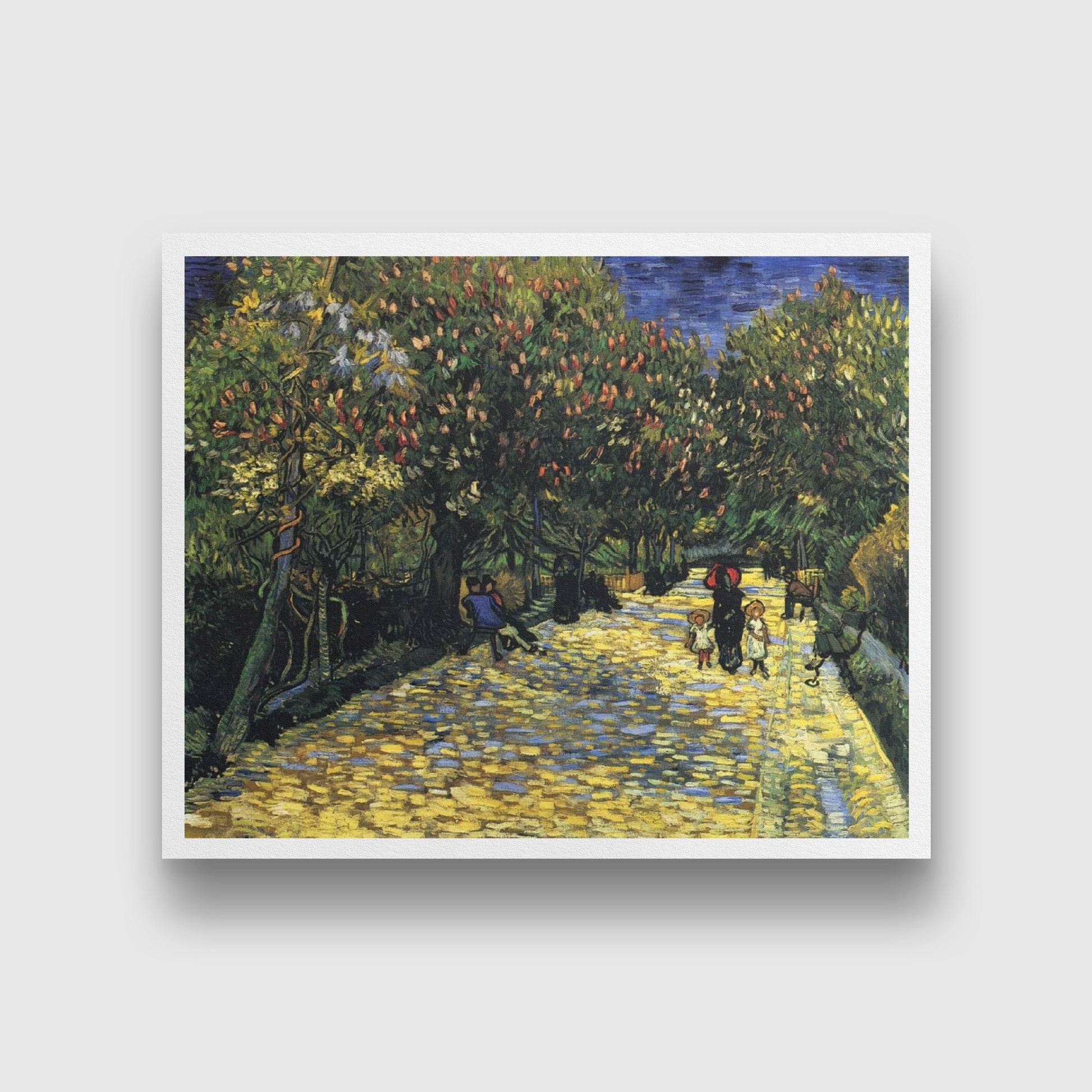 Avenue With Flowering Chestnut Trees 1889 Painting-Meri Deewar 5 : 4 Horizontal Premium Wall Art Canvas by MeriDeewar