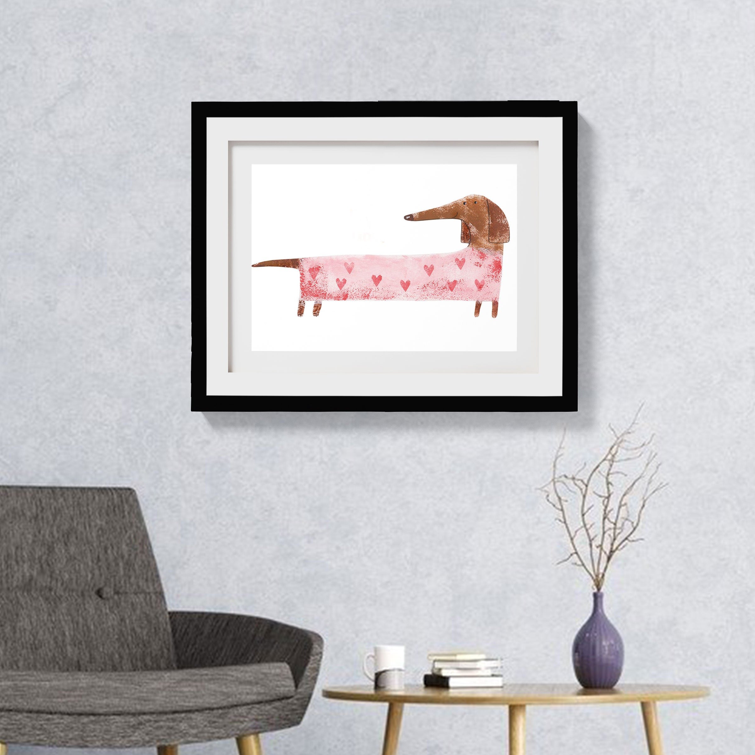 Baby Dachshund Dog Artwork Painting-Meri Deewar 3 : 2 Horizontal Premium Wall Art Canvas by MeriDeewar