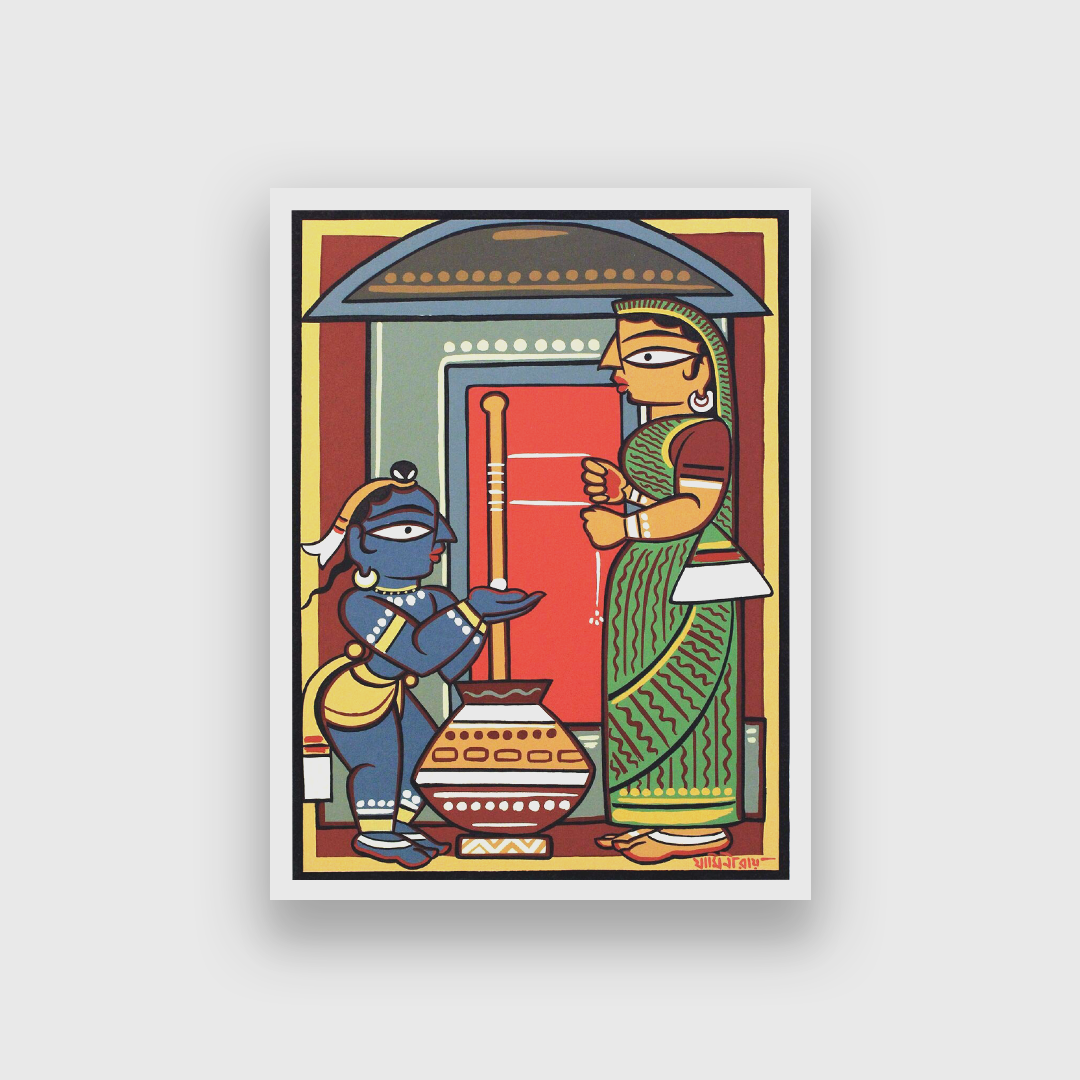 Bal Krishna and Yasoda Painting 2 : 3 Vertical Premium Wall Art Canvas by MeriDeewar