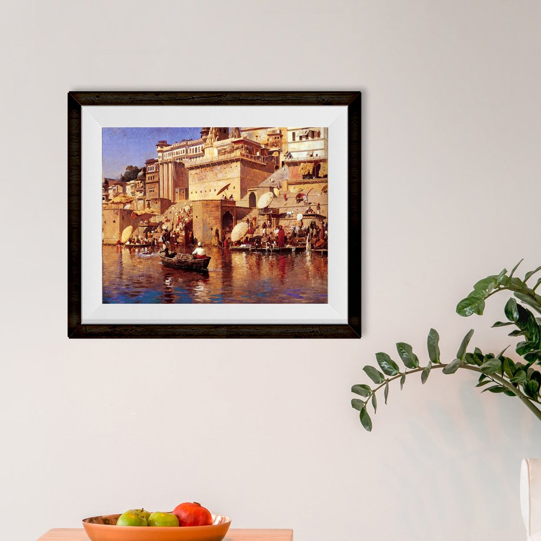 Banaras Landscape Painting - Meri Deewar 4 : 3 Horizontal Premium Wall Art Canvas by MeriDeewar
