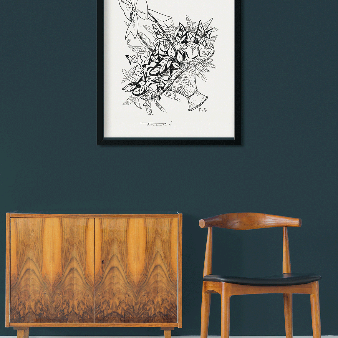 Basket with flowers Painting 4 :5 Vertical Premium Wall Art Canvas by MeriDeewar