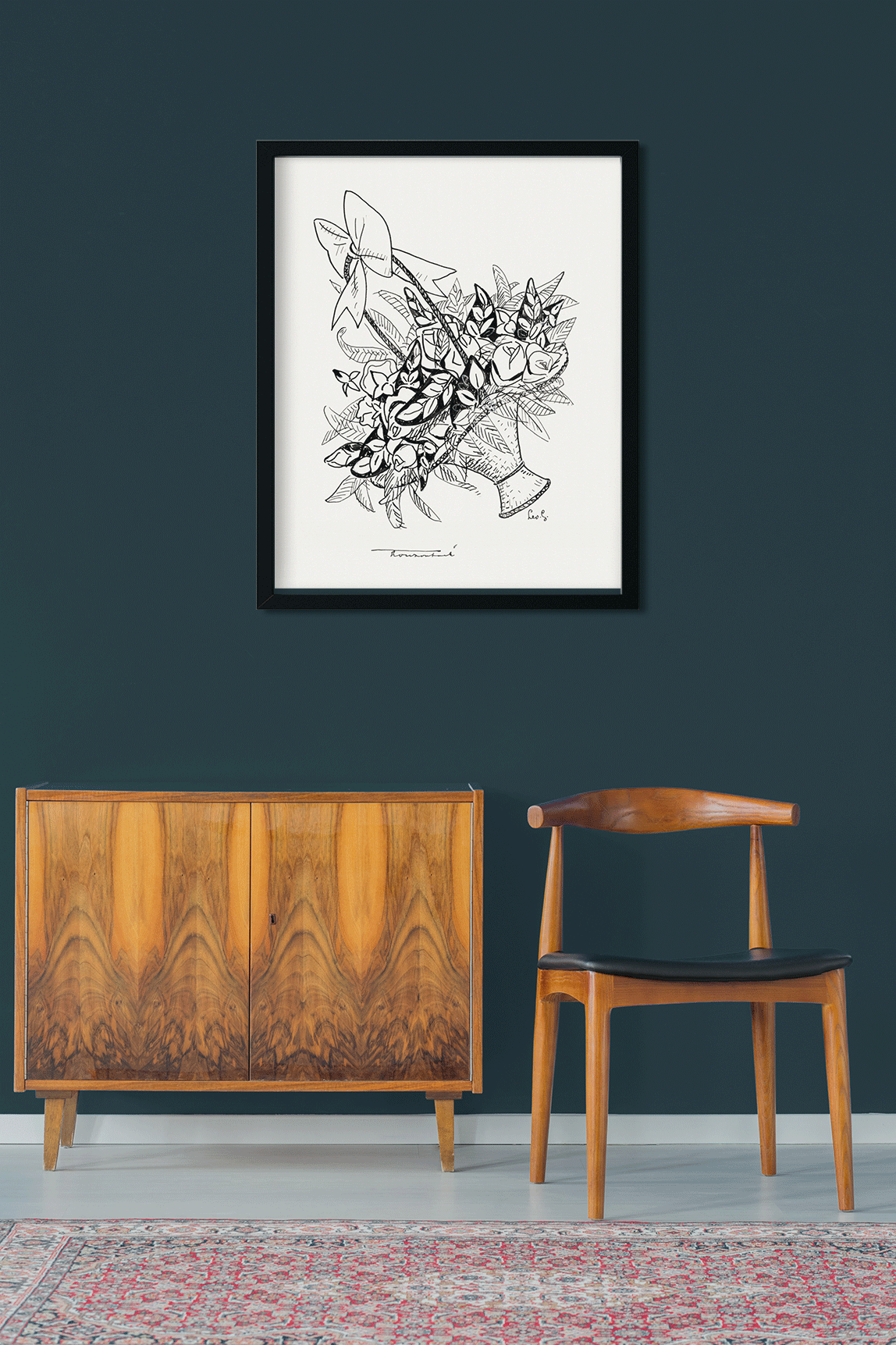 Basket with flowers Painting 4 :5 Vertical Premium Wall Art Canvas by MeriDeewar