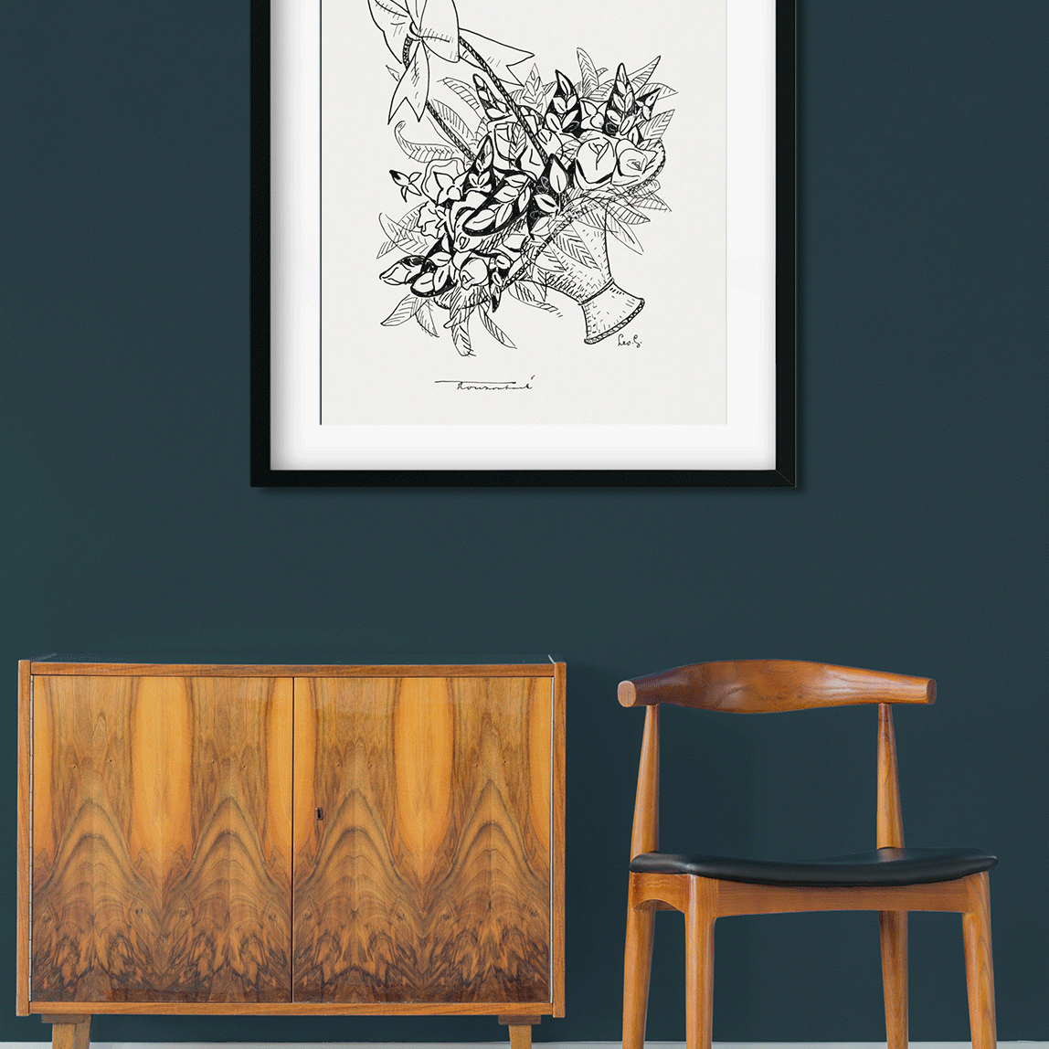 Basket with flowers Painting 4 :5 Vertical Premium Wall Art Canvas by MeriDeewar