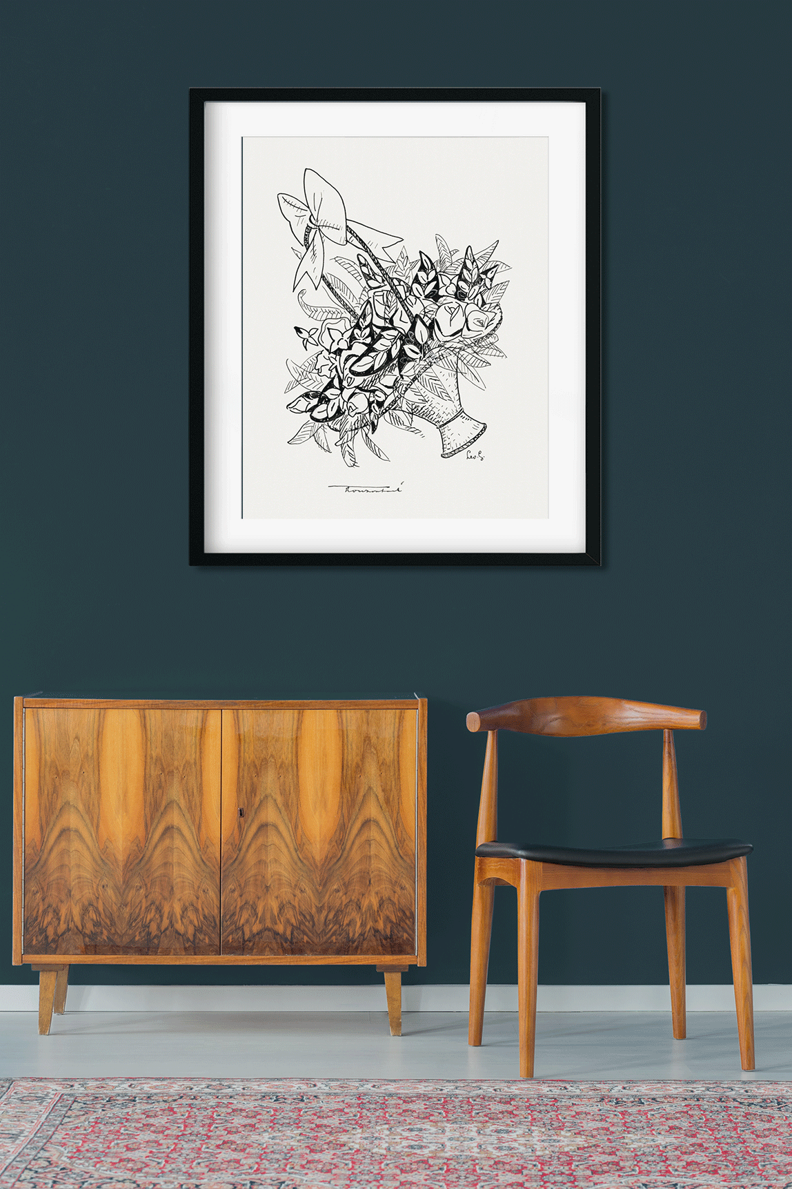 Basket with flowers Painting 4 :5 Vertical Premium Wall Art Canvas by MeriDeewar