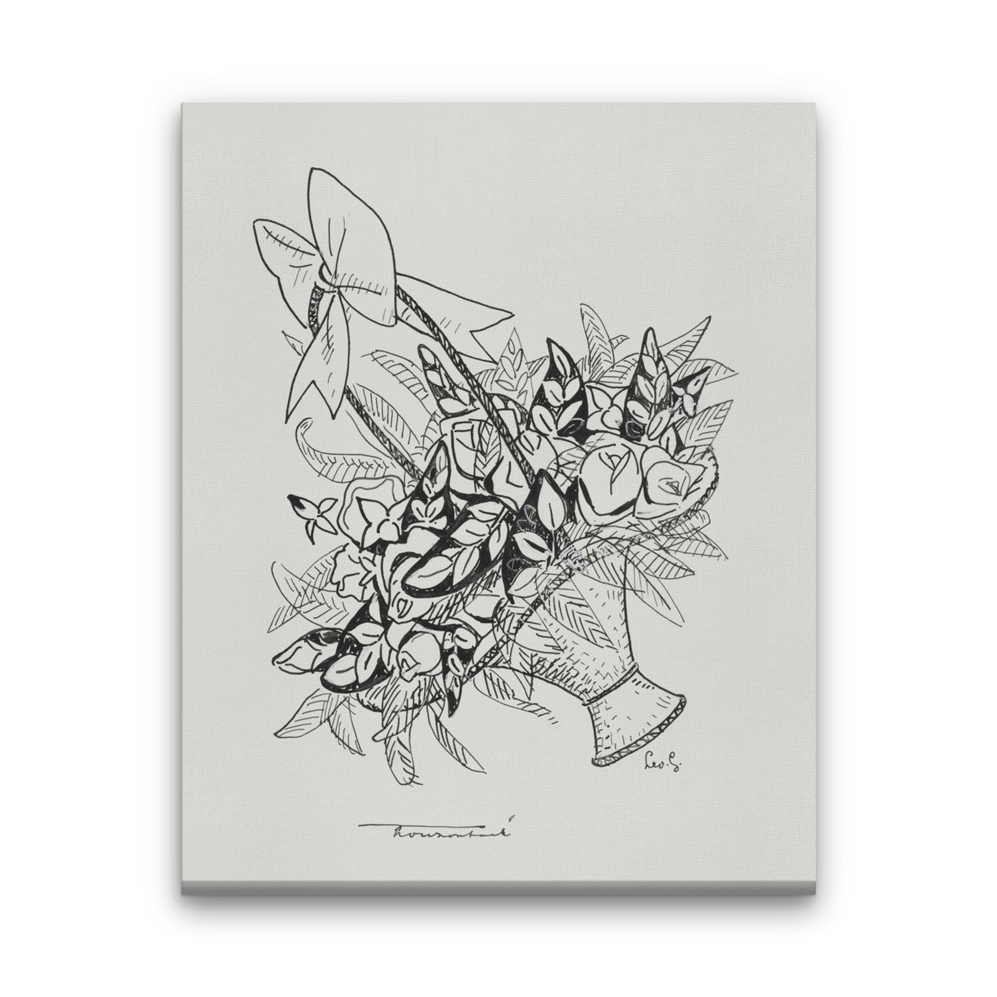 Basket with flowers Painting 4 :5 Vertical Premium Wall Art Canvas by MeriDeewar