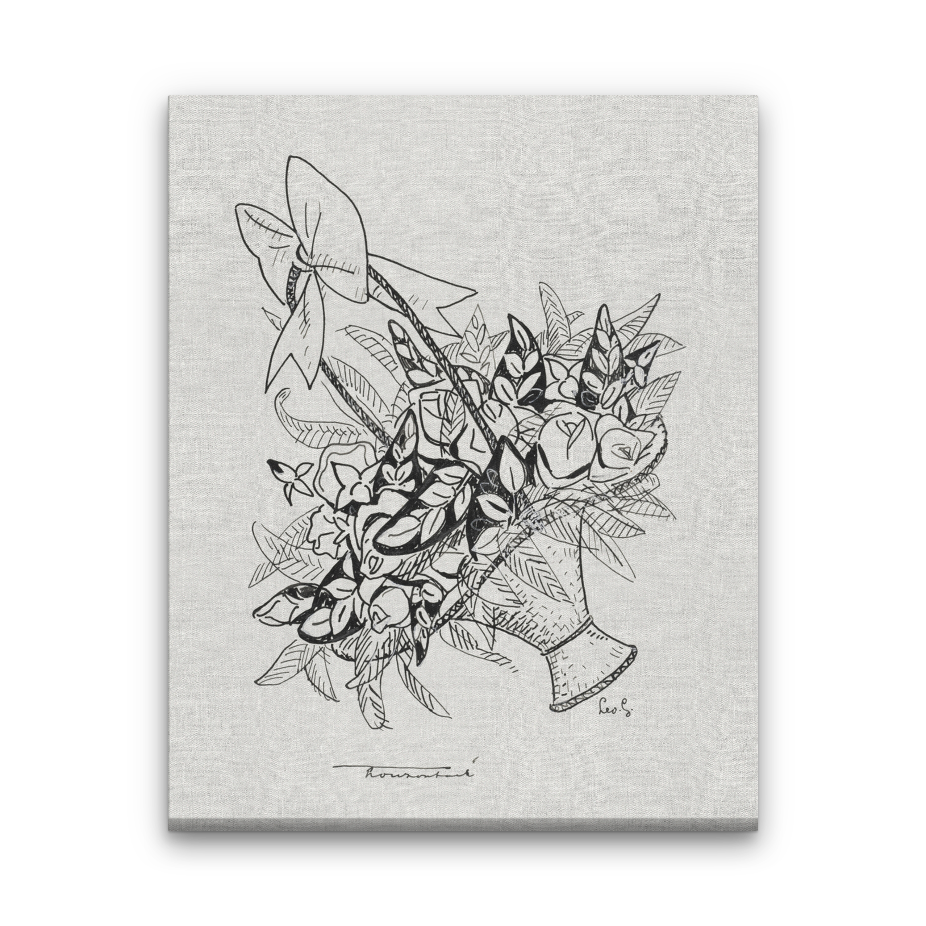 Basket with flowers Painting 4 :5 Vertical Premium Wall Art Canvas by MeriDeewar