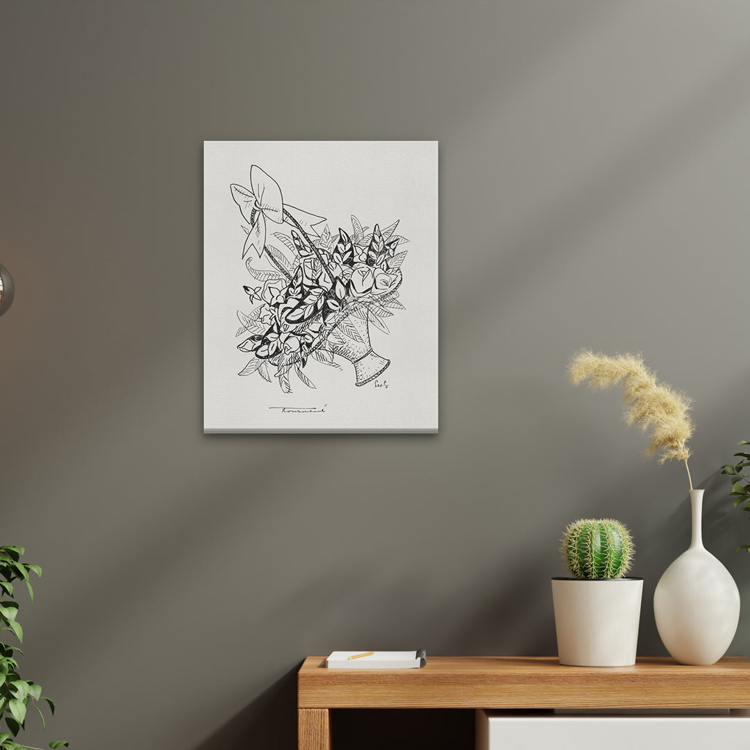 Basket with flowers Painting 4 :5 Vertical Premium Wall Art Canvas by MeriDeewar