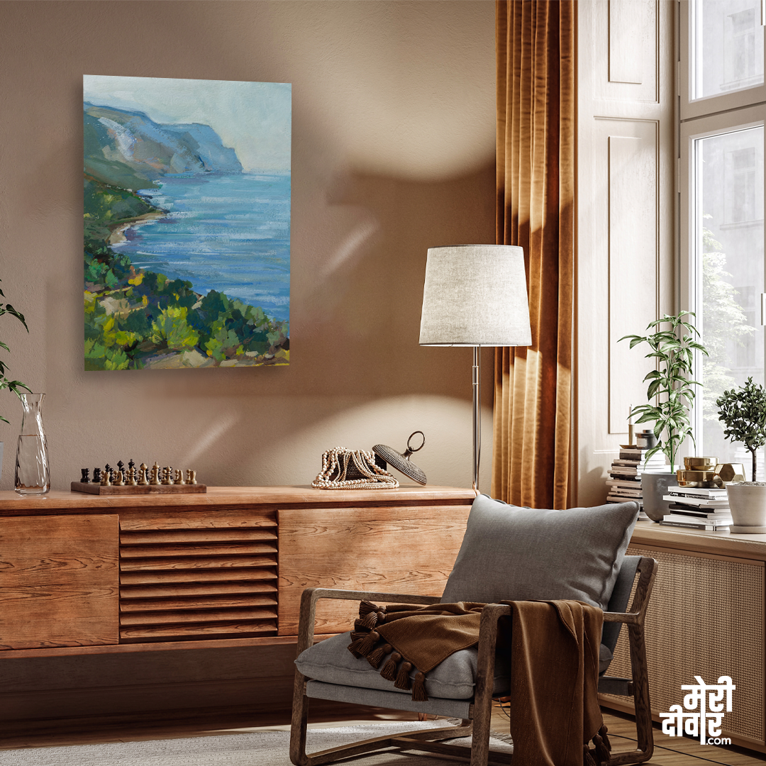 Beach Painting 2 : 3 Vertical Premium Wall Art Canvas by MeriDeewar