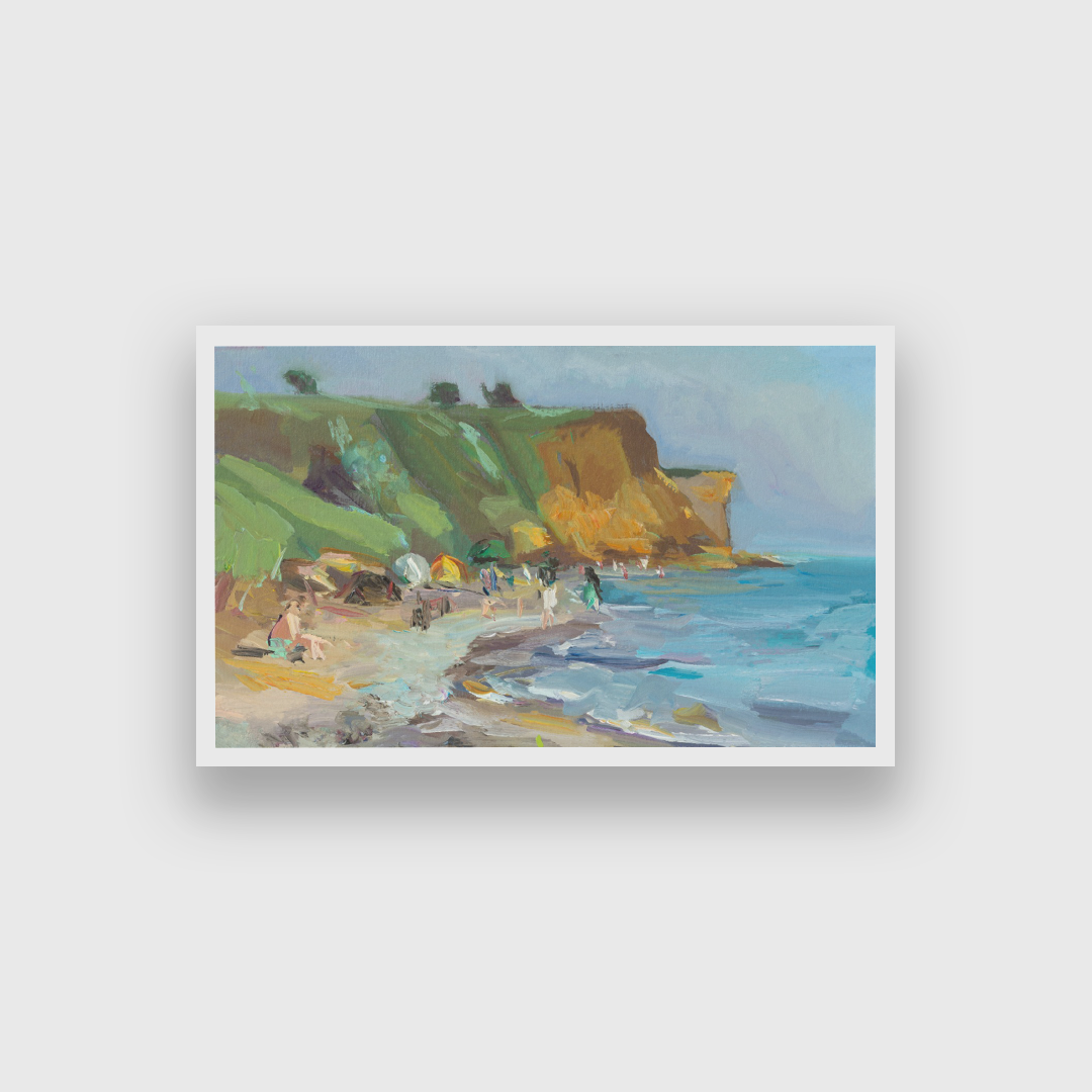 Beach Sea Oil Painting Quick Sketch Painting 3 : 2 Horizontal Premium Wall Art Canvas by MeriDeewar
