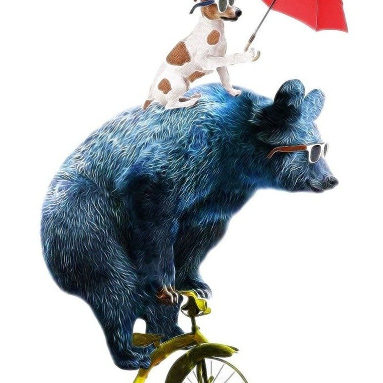 Bear and Dog Artwork Painting-Meri Deewar 2 : 3 Vertical Premium Wall Art Canvas by MeriDeewar