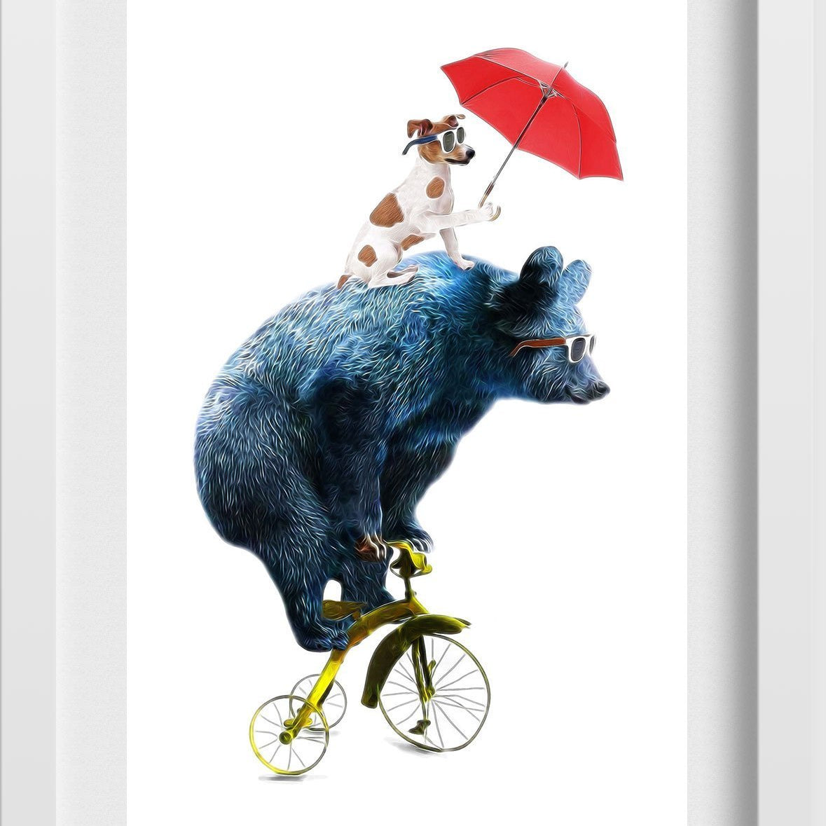 Bear and Dog Artwork Painting-Meri Deewar 2 : 3 Vertical Premium Wall Art Canvas by MeriDeewar
