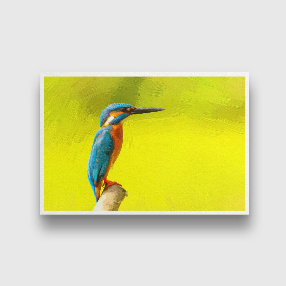 Beautiful blue Kingfisher bird Painting - Meri Deewar 3 : 2 Horizontal Premium Wall Art Canvas by MeriDeewar