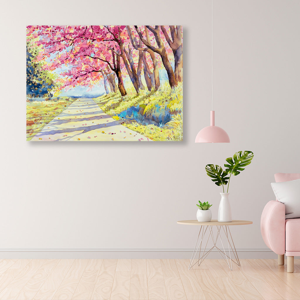 Beautiful Cosmos Flower Painting-Meri Deewar 1 : 1 Square Premium Wall Art Canvas by MeriDeewar