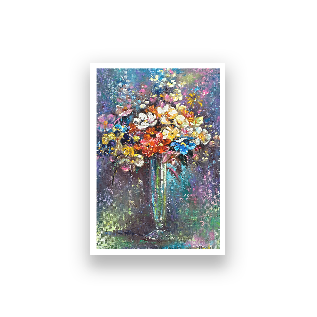 Beautiful Flower Vase Wall Painting 3 : 4 Vertical Premium Wall Art Canvas by MeriDeewar