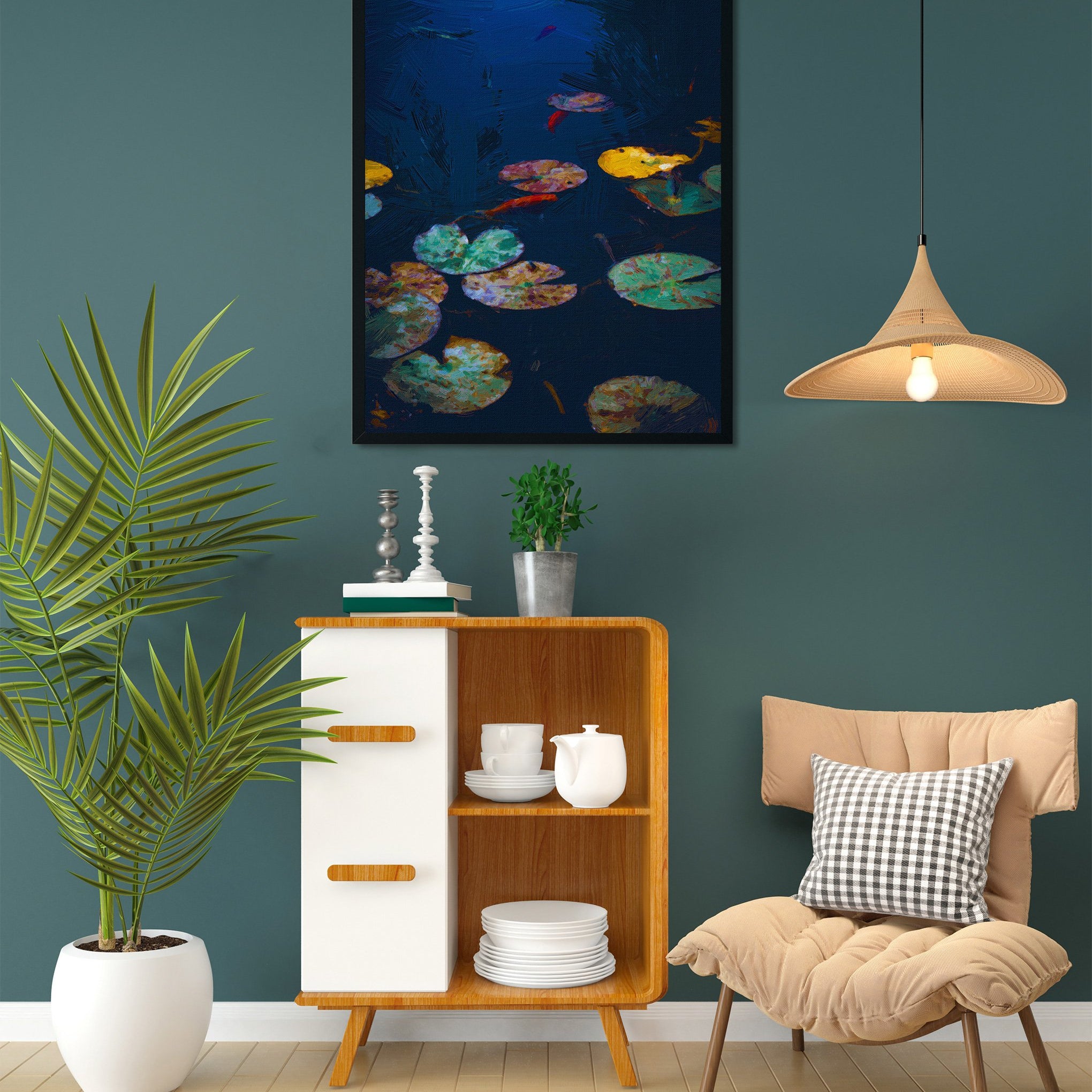 Beautiful realistic lotus Painting - Meri Deewar 3 : 4 Vertical Premium Wall Art Canvas by MeriDeewar