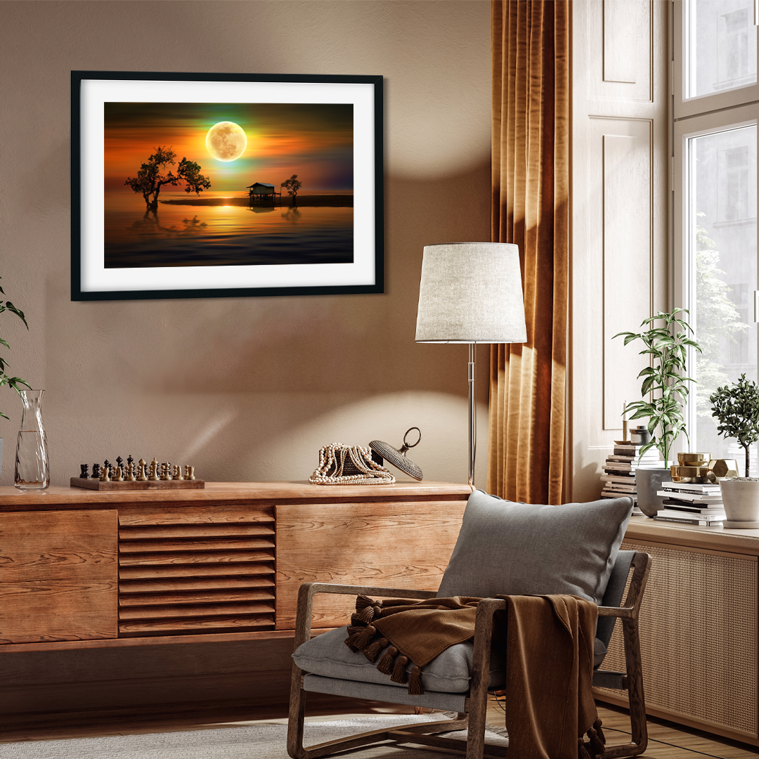 Beautiful Sunset Beach Wall Painting 3 : 2 Horizontal Premium Wall Art Canvas by MeriDeewar
