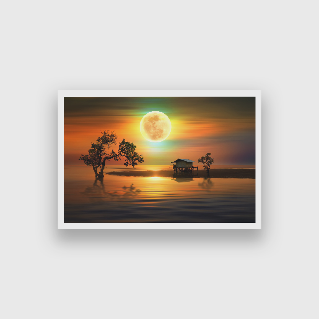 Beautiful Sunset Beach Wall Painting 3 : 2 Horizontal Premium Wall Art Canvas by MeriDeewar